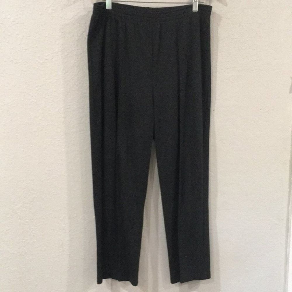 Cathy Daniels Women L Stretch High Waisted Pleated Crease Knit Pant